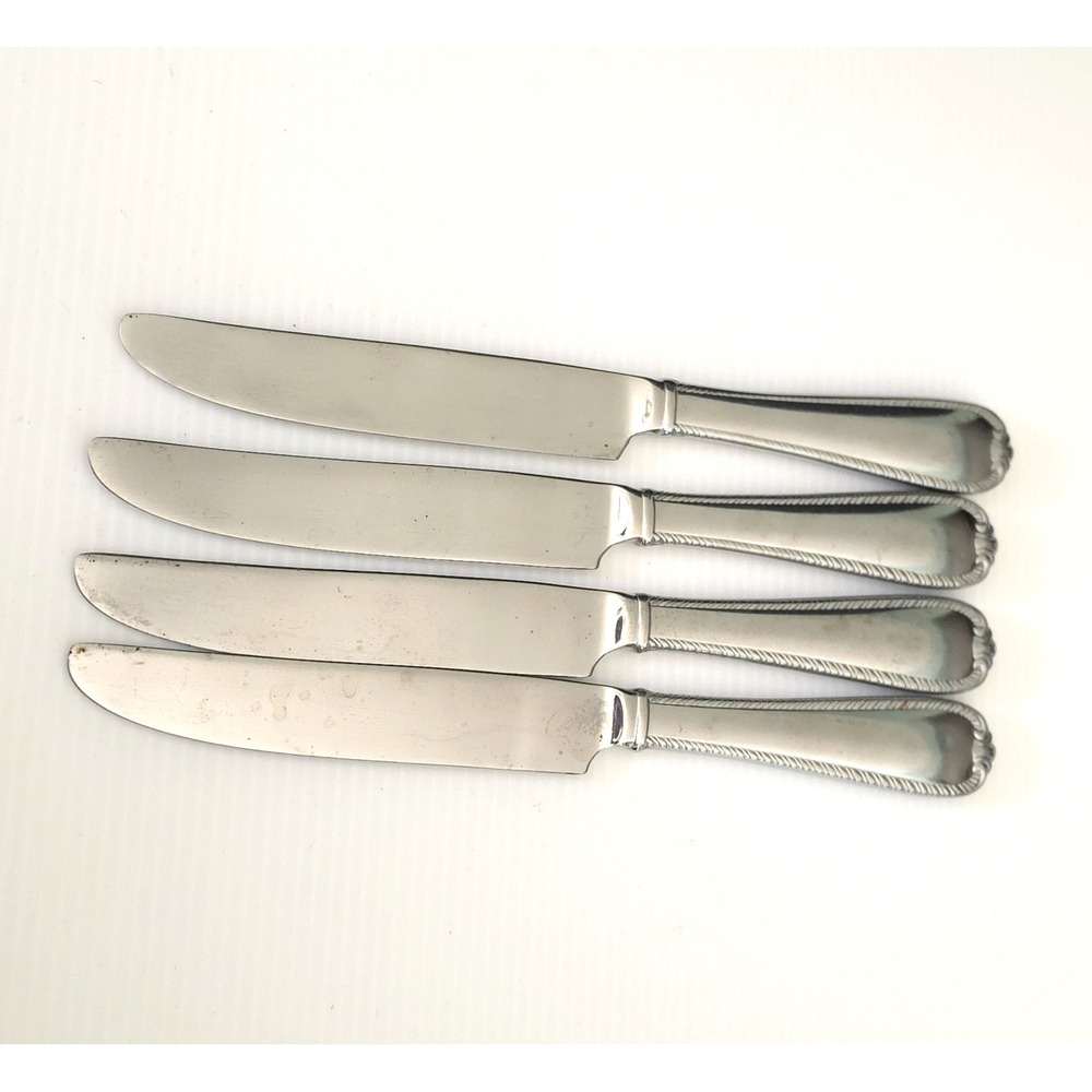 Reed & Barton DOMAIN Stainless 18/10 Glossy Rope Edge Dinner Knives Set of 4